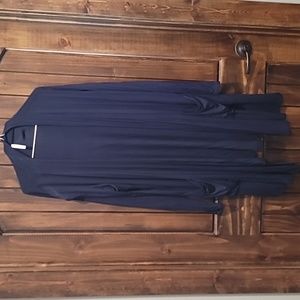 Long Navy Blue Cardigan with Pockets (XL)
